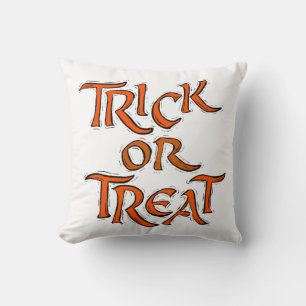 Halloween Trick or Treat Words Throw Pillow