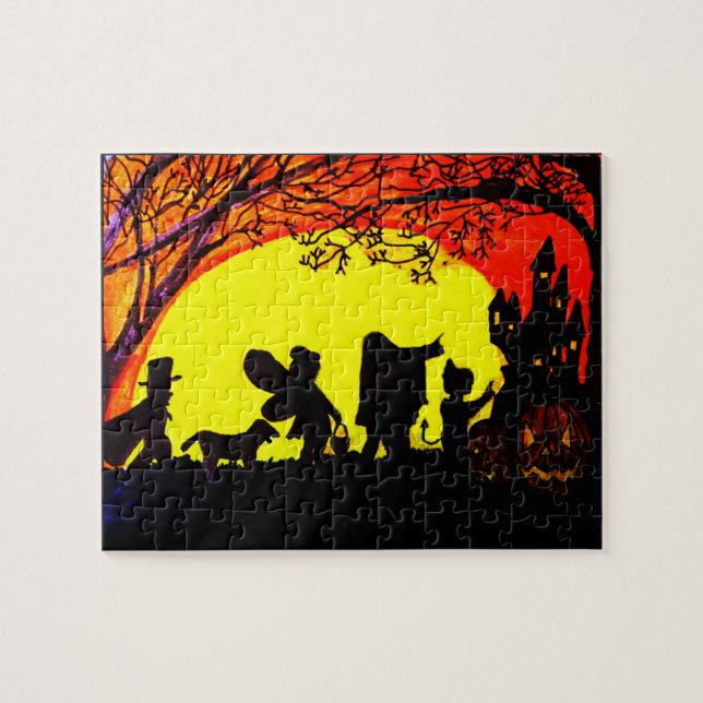 HALLOWEEN TRICK OR TREATERS  JIGSAW PUZZLE (Horizontal)