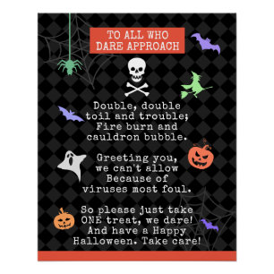 Halloween Trick or Treating Coronavirus 2021 Poem Poster