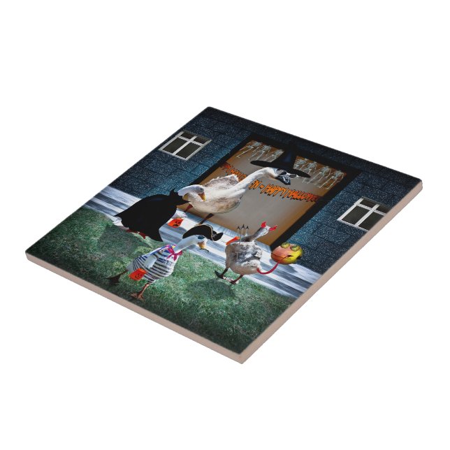 Halloween Trick or Treating Ducks Tile (Side)