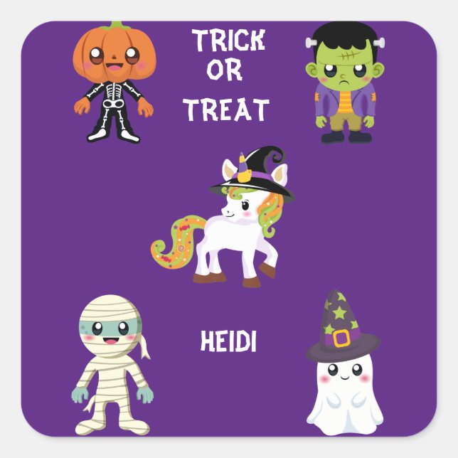HALLOWEEN "TRICK OU TREAT STICKER PERSONNALISÉ (Devant)