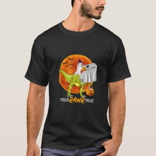 Halloween Trick Rawr Treat Dinosaur Pumpkin Poodle T-Shirt