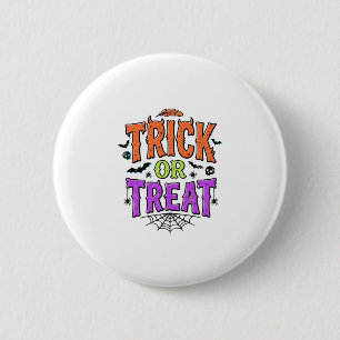 Halloween Trick Treat Funny Spider Web Retro_1 2 Inch Round Button