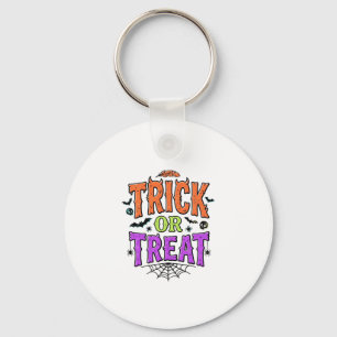 Halloween Trick Treat Funny Spider Web Retro_1 Keychain