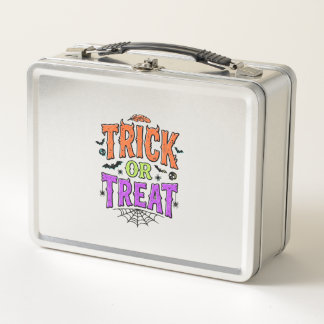Halloween Trick Treat Funny Spider Web Retro_1 Metal Lunch Box