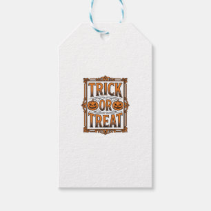 Halloween Trick Treat Pumpkin Skulls Vintage Engra Gift Tags