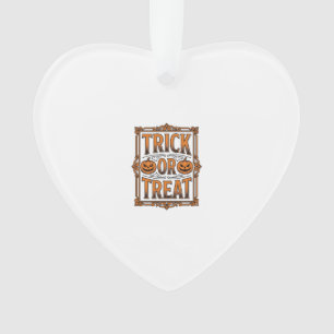Halloween Trick Treat Pumpkin Skulls Vintage Engra Ornament