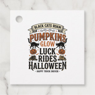 Halloween Truck Driver Shirt with Black Cats and P Favour Tags