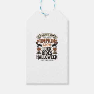 Halloween Truck Driver Shirt with Black Cats and P Gift Tags