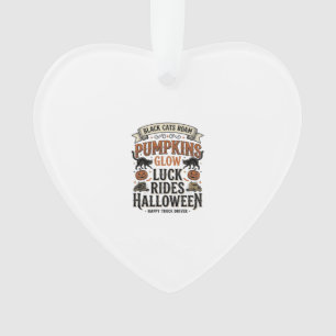 Halloween Truck Driver Shirt with Black Cats and P Ornament