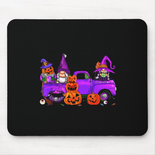 Halloween Truck Gnome Witch Pumpkin Boo Ghost Funn Mouse Pad (Front)