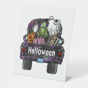 Halloween Truck  Pedestal Sign