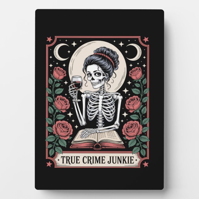 Halloween True Crime Junkie Tarot Card Plaque (Front)