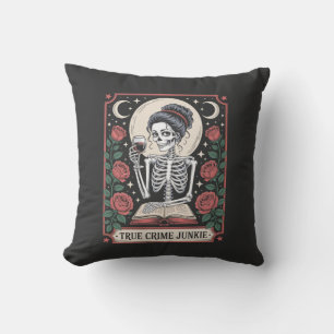 Halloween True Crime Junkie Tarot Card Throw Pillow