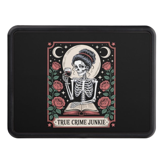 Halloween True Crime Junkie Tarot Card Trailer Hitch Cover (Front)