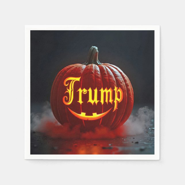 Halloween Trump Jack-o-lantern In Mist Napkin (Front)