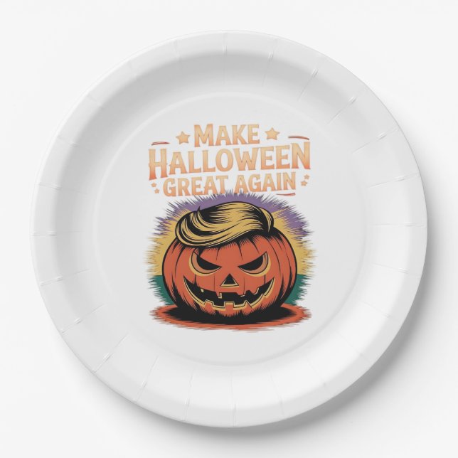 Halloween Trumpkin Design Paper Plate (Front)