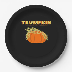 Halloween Trumpkin Donald Funny Pumpkin Make Hallo Paper Plate