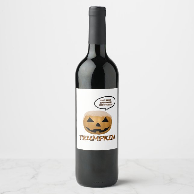 Halloween Trumpkin Fitted Wine Label (Front)