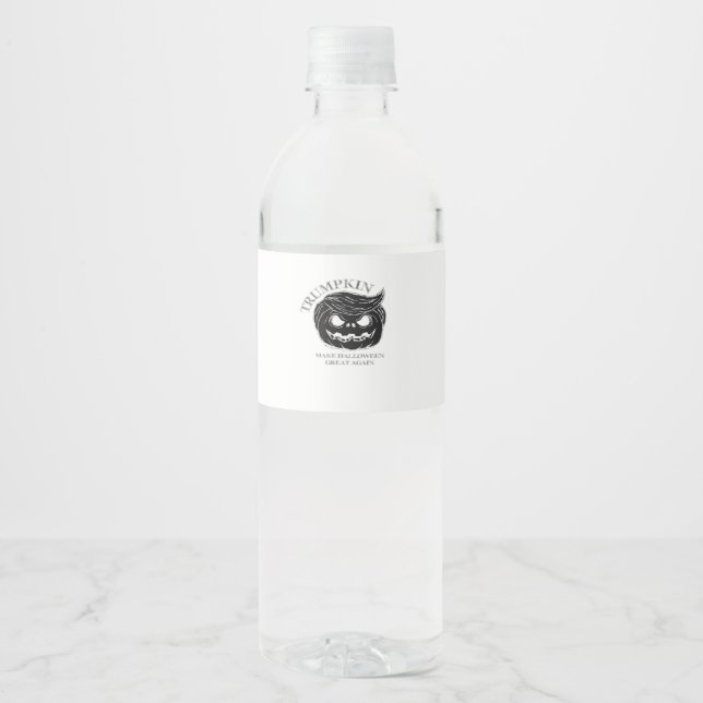 Halloween Trumpkin  Funny & Cute Halloween Costume Water Bottle Label (Front)