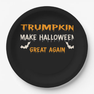 Halloween Trumpkin Funny Make Halloween Great Agai Paper Plate