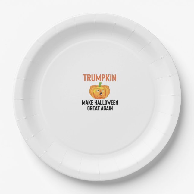 Halloween Trumpkin – Funny Pumpkin Graphic for Hal Paper Plate (Front)