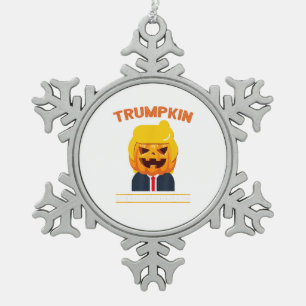 Halloween Trumpkin Funny Pumpkin Halloween Snowflake Pewter Christmas Ornament