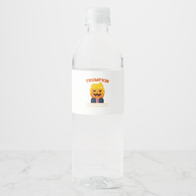 Halloween Trumpkin Funny  Pumpkin Halloween Water Bottle Label (Front)