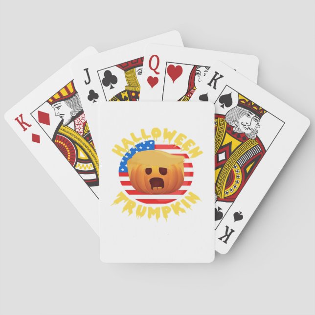 Halloween Trumpkin Funny Pumpkin  Parody Playing Cards (Back)