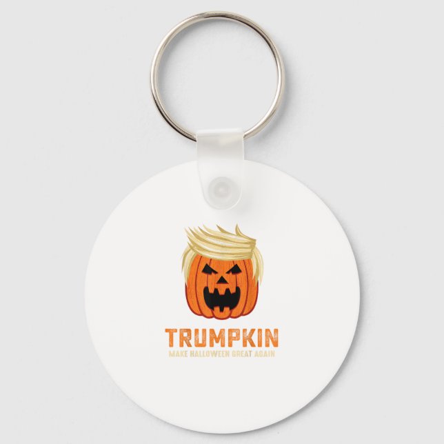 Halloween Trumpkin Funny – Spooky Parody Slogan Keychain (Front)