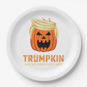 Halloween Trumpkin Funny – Spooky Parody Slogan Paper Plate