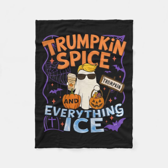 Halloween Trumpkin Sce And Everything Ice Pumpkin  Fleece Blanket (Front)