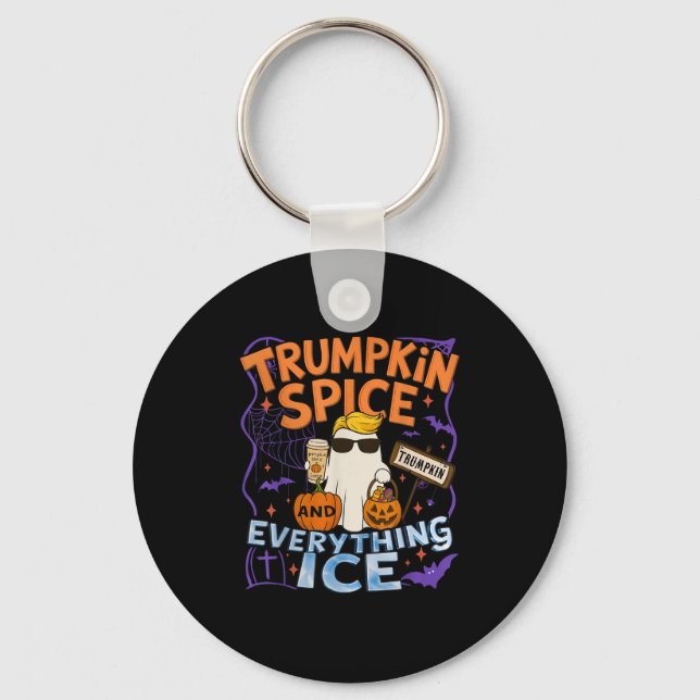 Halloween Trumpkin Sce And Everything Ice Pumpkin  Keychain (Front)