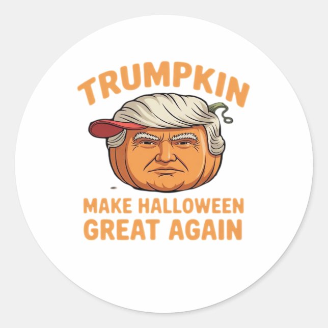 Halloween Trumpkin – Spooky Parody Quote for Hallo Classic Round Sticker (Front)