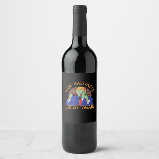 Halloween  Trumpkin Tri-Blend Wine Label (Front)
