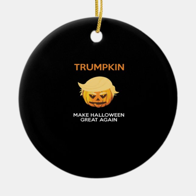 Halloween Trumpkin V4 Ceramic Ornament (Front)