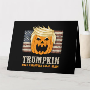 Halloween Trumpkin Vintage US Flag Funny Card