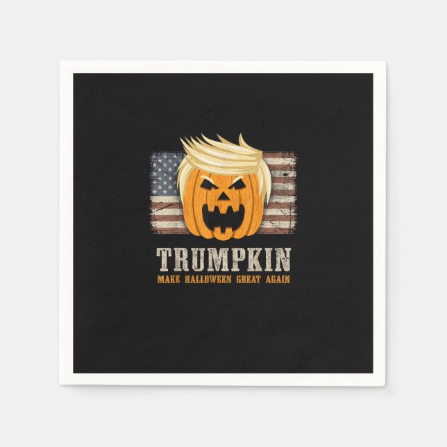 Halloween Trumpkin Vintage Us Flag Funny Napkin (Front)
