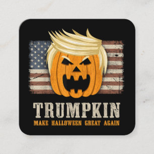 Halloween Trumpkin Vintage US Flag Funny Square Business Card