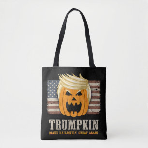Halloween Trumpkin Vintage US Flag Funny Tote Bag