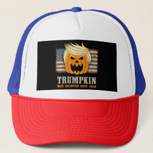 Halloween Trumpkin Vintage US Flag Funny Trucker Hat
