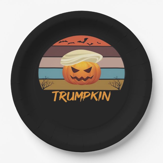 Halloween Trumpkin Vintage Us Paper Plate (Front)