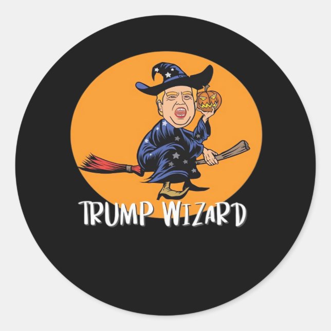 Halloween Ttrump Wizard Funny Classic Classic Round Sticker (Front)