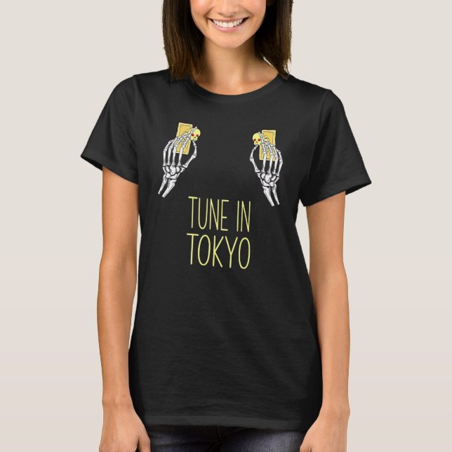Halloween Tune In Tokyo Skeleton Hands T-Shirt (Front)