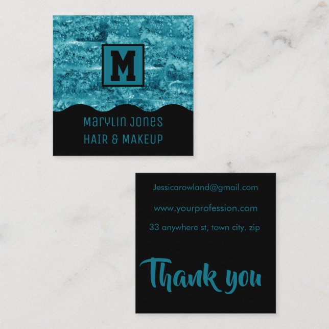 HALLOWEEN TURQUOISE BACKGROUND SQUARE BUSINESS CARD (Front/Back)