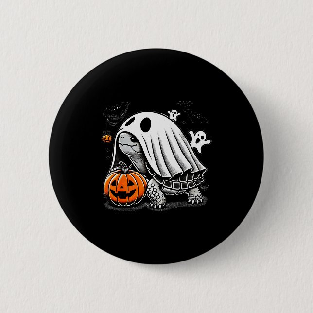 Halloween Turtle Ghost Pumpkin Costume Terran Tort 2 Inch Round Button (Front)