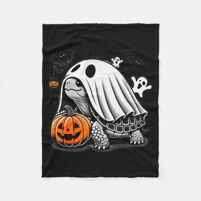 Halloween Turtle Ghost Pumpkin Costume Terran Tort Fleece Blanket (Front)