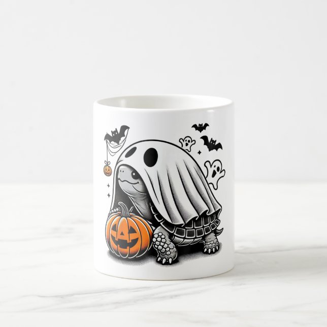 Halloween Turtle Ghost Pumpkin Terrapin Tortoise Coffee Mug (Center)