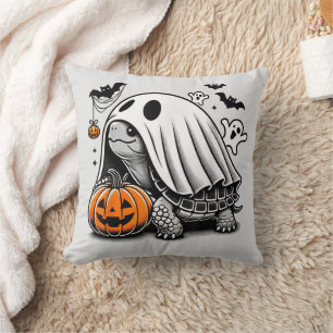 Halloween Turtle Ghost Pumpkin Terrapin Tortoise Throw Pillow