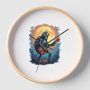 Halloween Turtle Skeleton Rocker Tee for Music Lov Clock